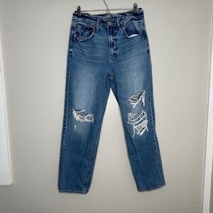 American Eagle‎ Women's 90s Boyfriend Distressed Medium Wash Jeans Size 2R